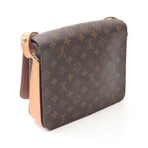 Louis Vuitton Monogram shoulder bag Brown Cartesiere canvas leather